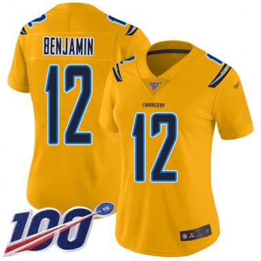 Los Angeles Chargers NFL Football Travis Benjamin Gold Jersey Women Limited #12 100th Season Inverted Legend